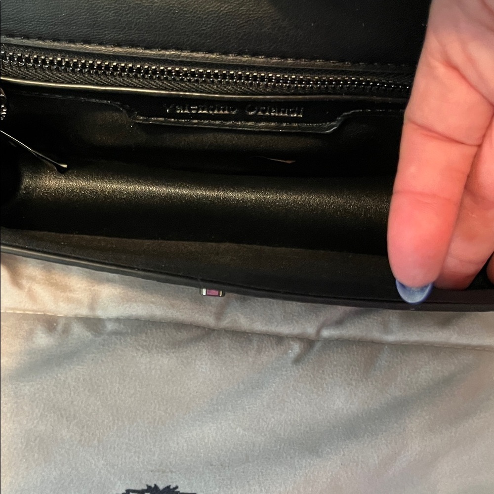 NWT Valentino Orlandi Black Quilted Vegan Leather Adjustable Crossbody Strap - Picture 10 of 14